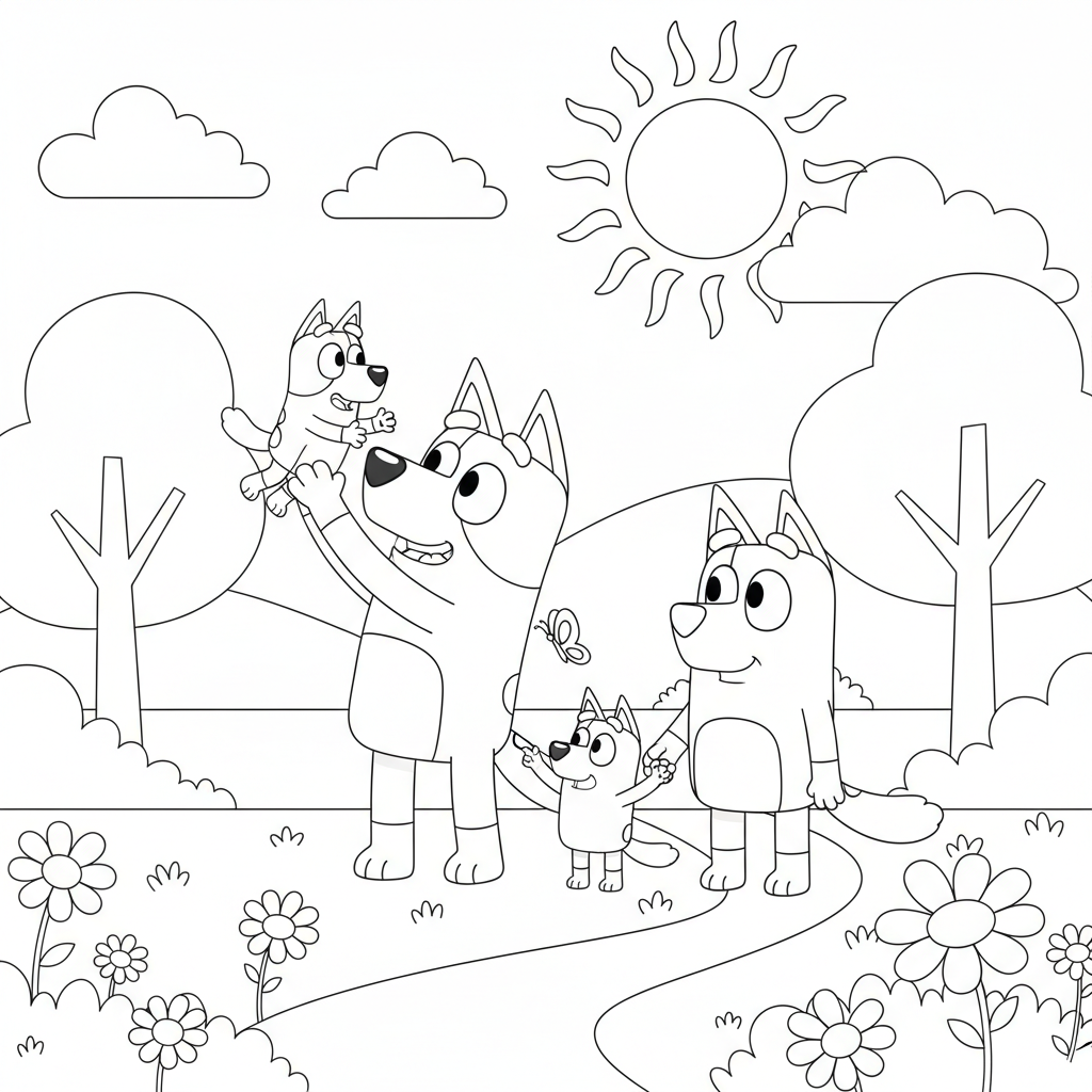 Coloriage coloriage bluey famille 3