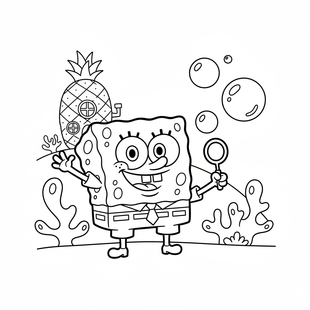 Coloriage Bob L Eponge Gratuit à Imprimer pour Enfants