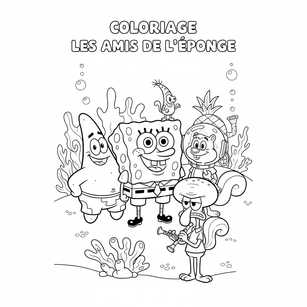 Coloriage coloriage bob l'éponge et ses amis 2