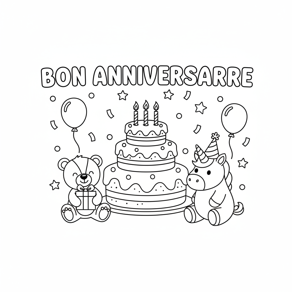 Coloriage Bonne Anniversaire Gratuit à Imprimer