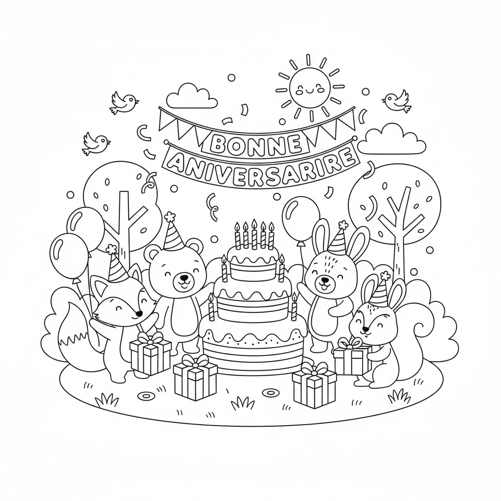 Coloriage coloriage bonne anniversaire 3