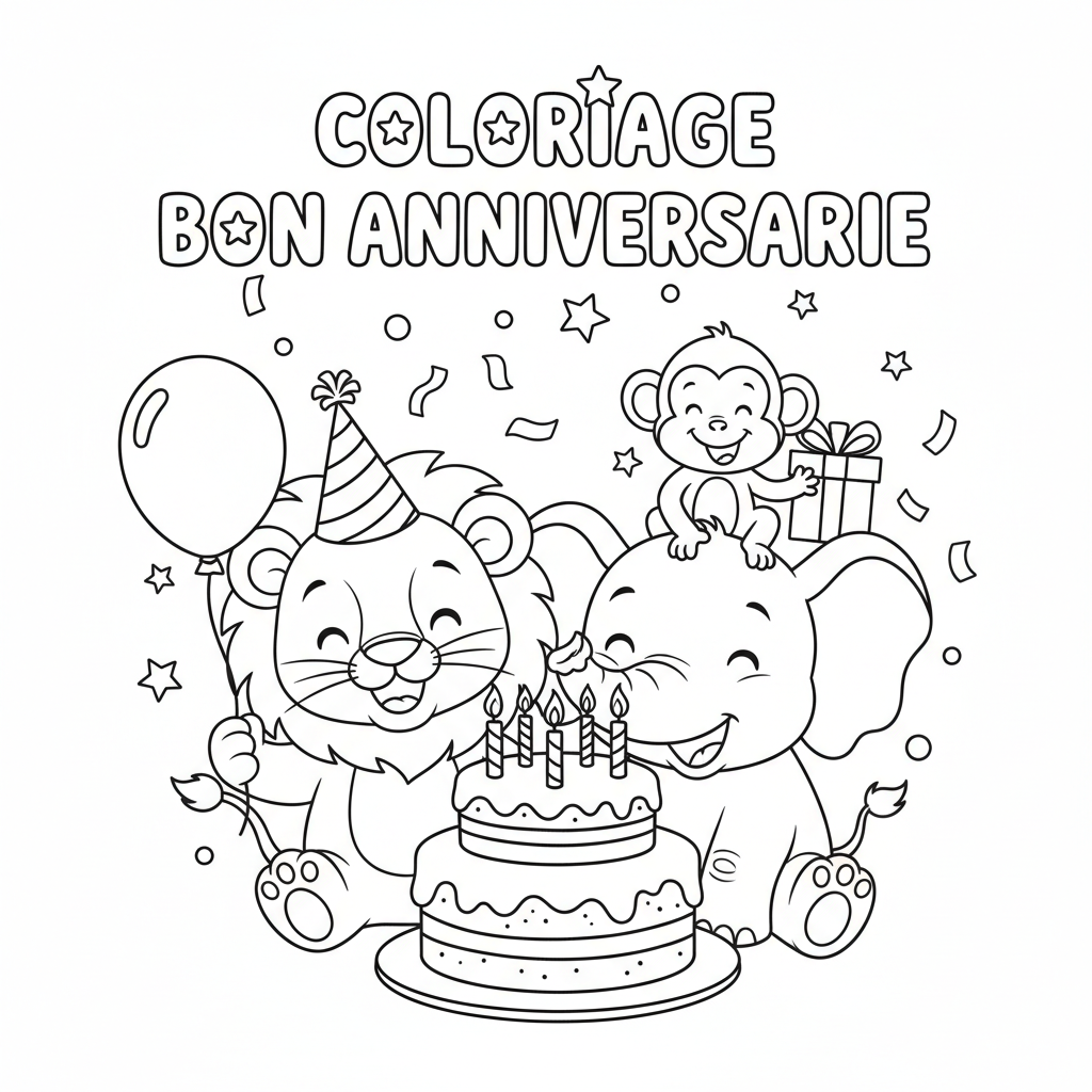 Coloriage coloriage bonne anniversaire 4