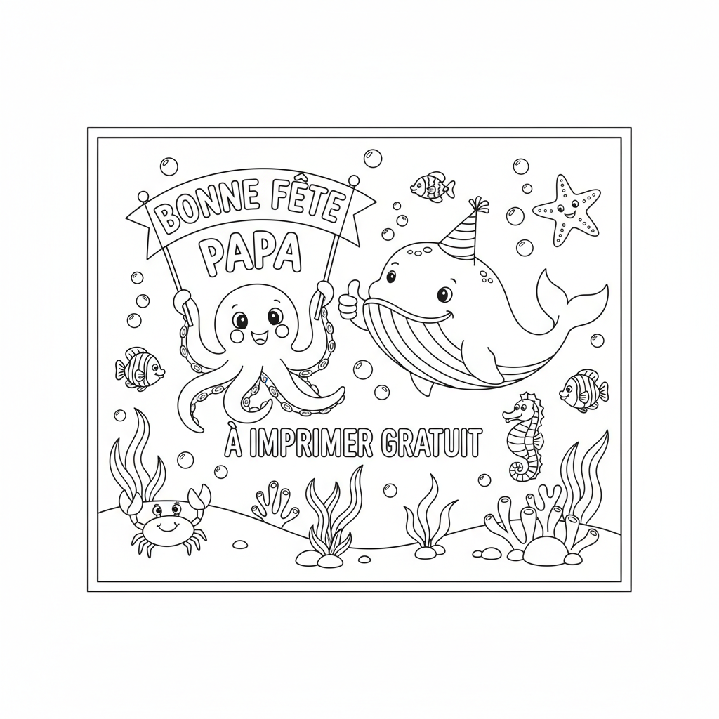 Coloriage coloriage bonne fête papa à imprimer gratuit 5