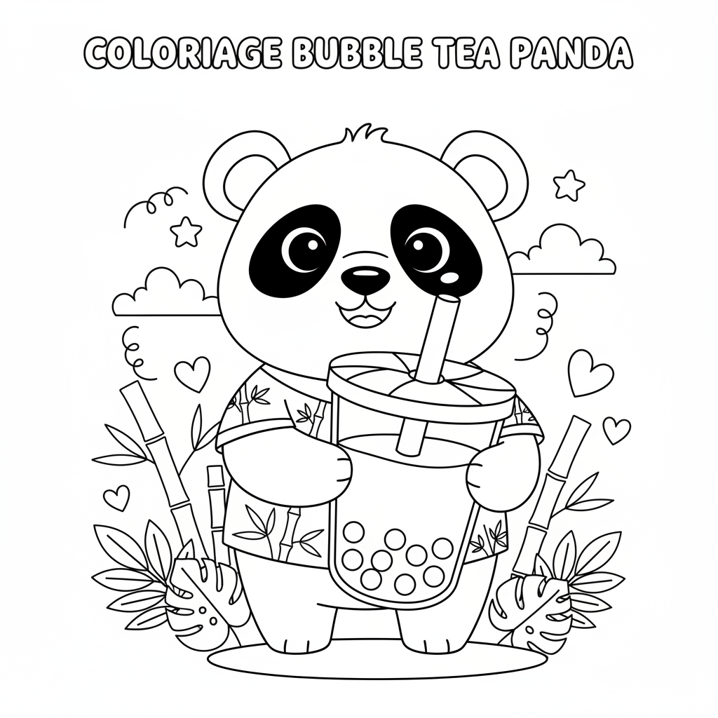 Coloriage coloriage bubble tea panda 2