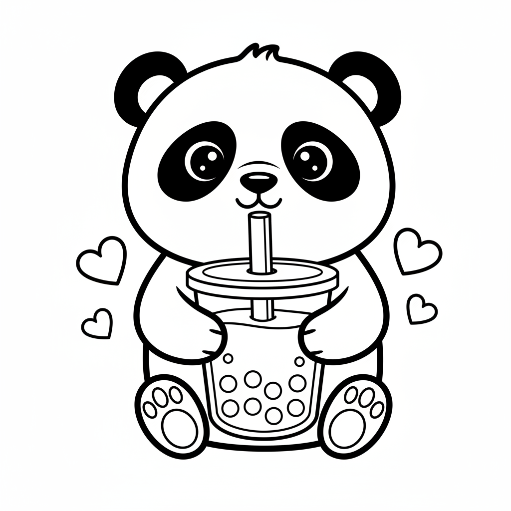 Coloriage coloriage bubble tea panda 4