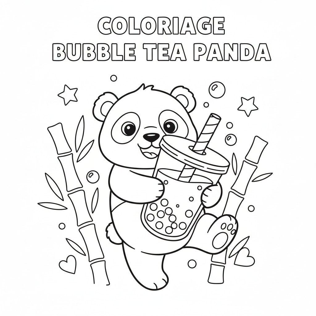 Coloriage coloriage bubble tea panda 5