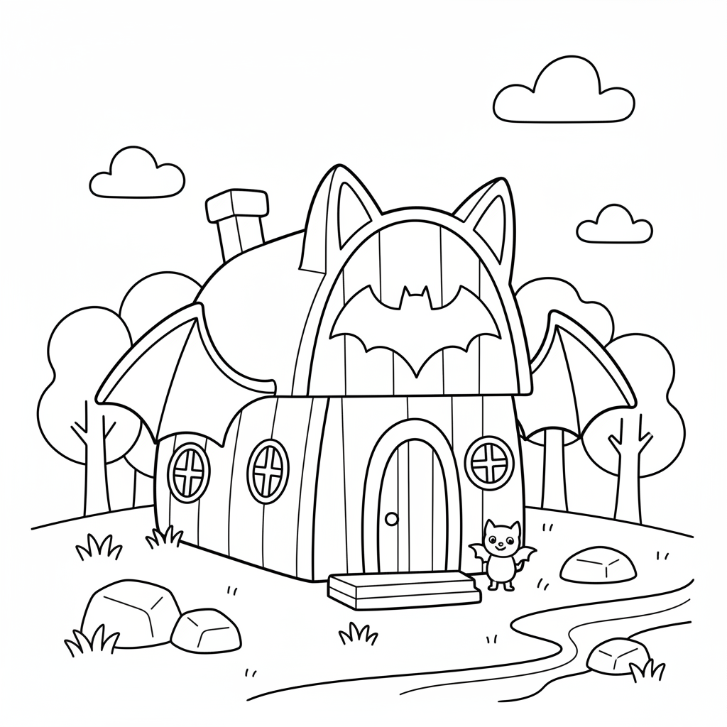 Coloriage Cabane de Batman Gratuit à Imprimer pour Enfants