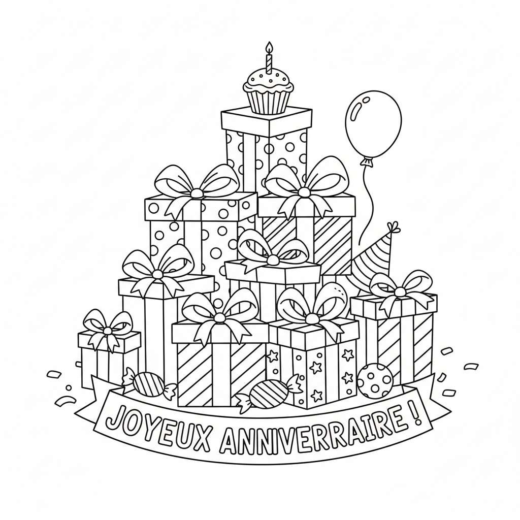 Coloriage Cadeaux Gratuit à Imprimer pour Enfants
