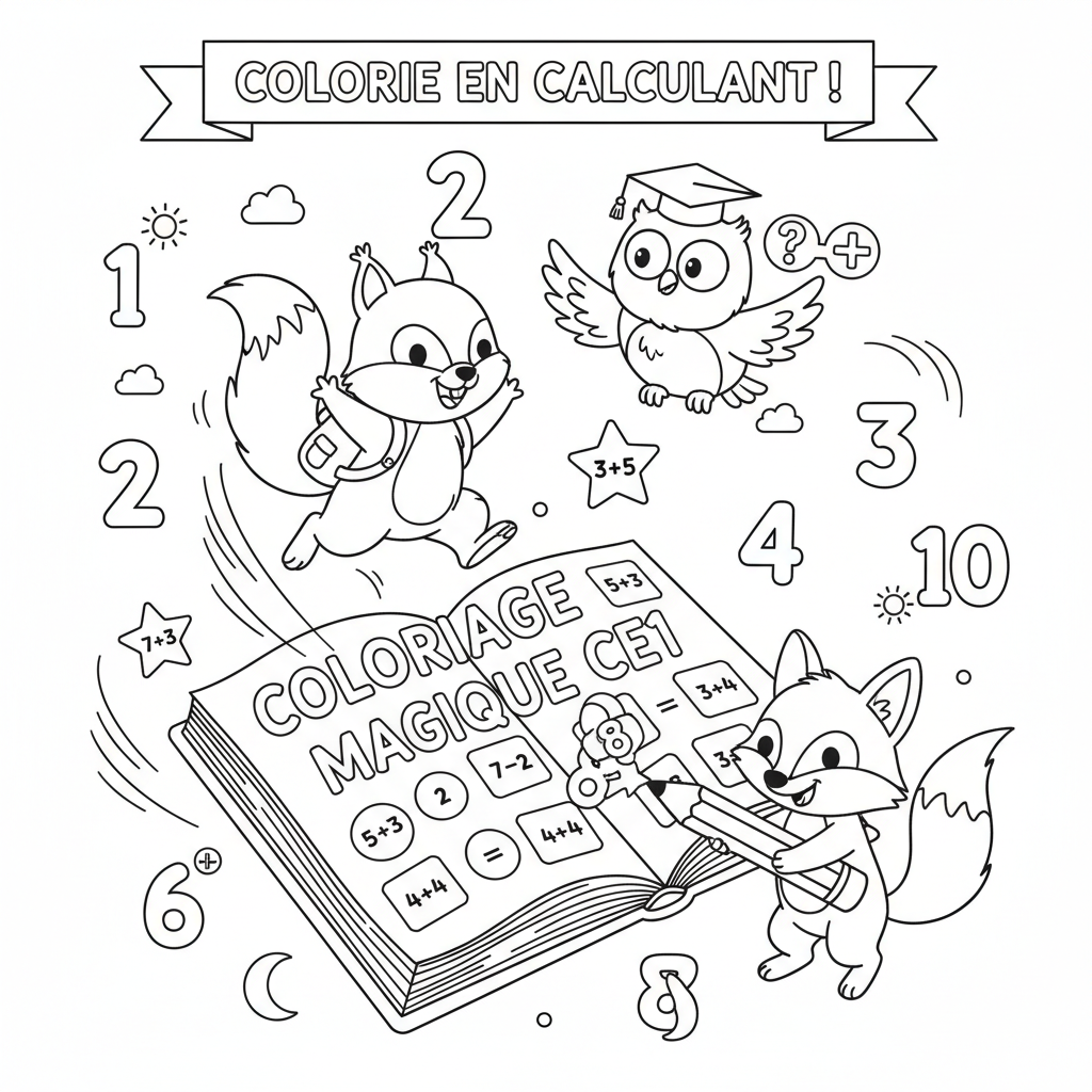 Coloriage coloriage calcul ce1 5