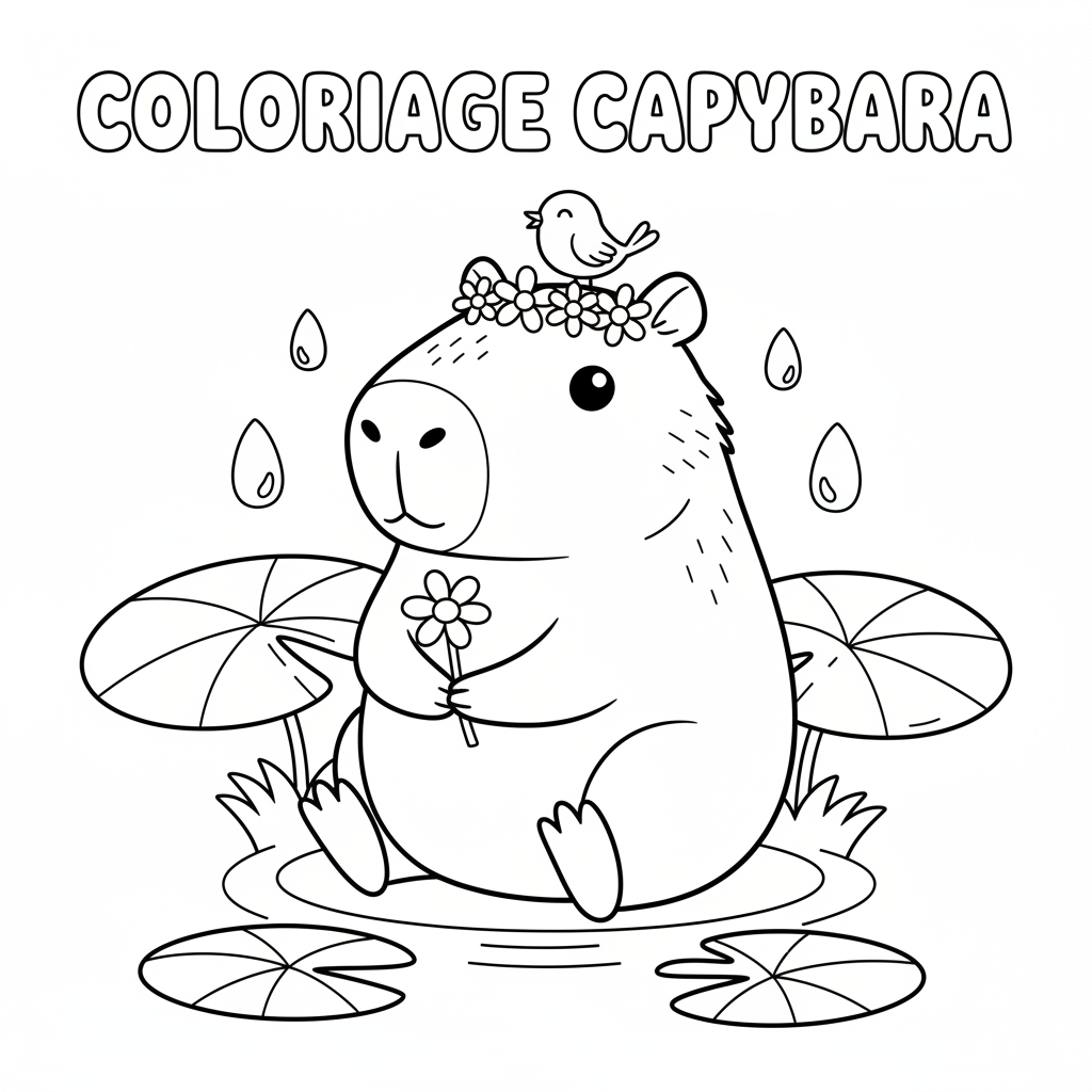 Coloriage coloriage capybara cute