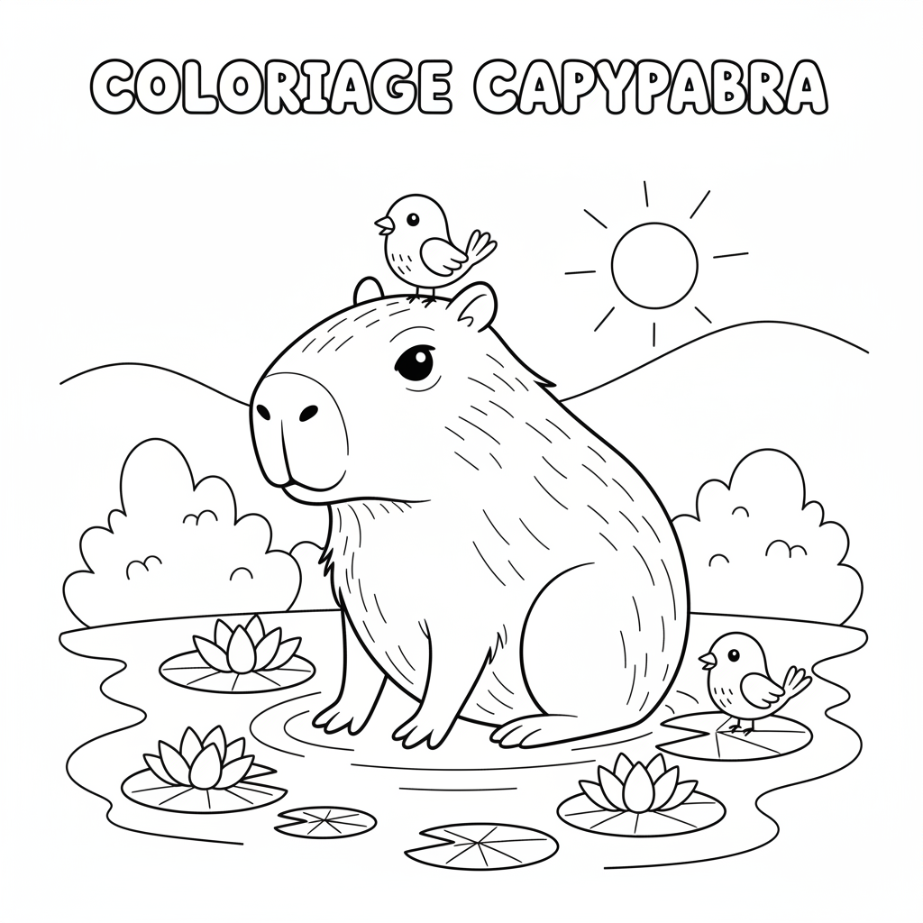 Coloriage coloriage capybara cute 2