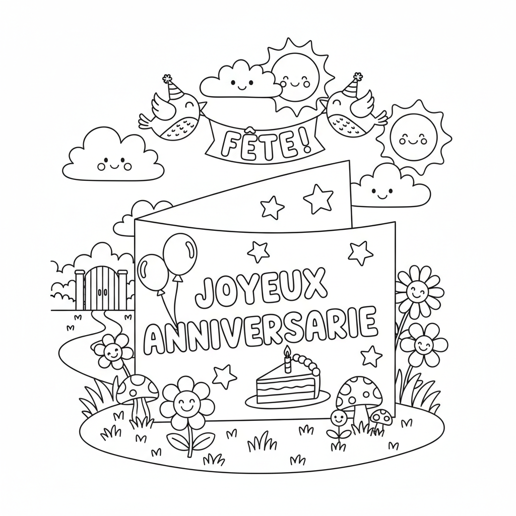 Coloriage coloriage carte anniversaire 3