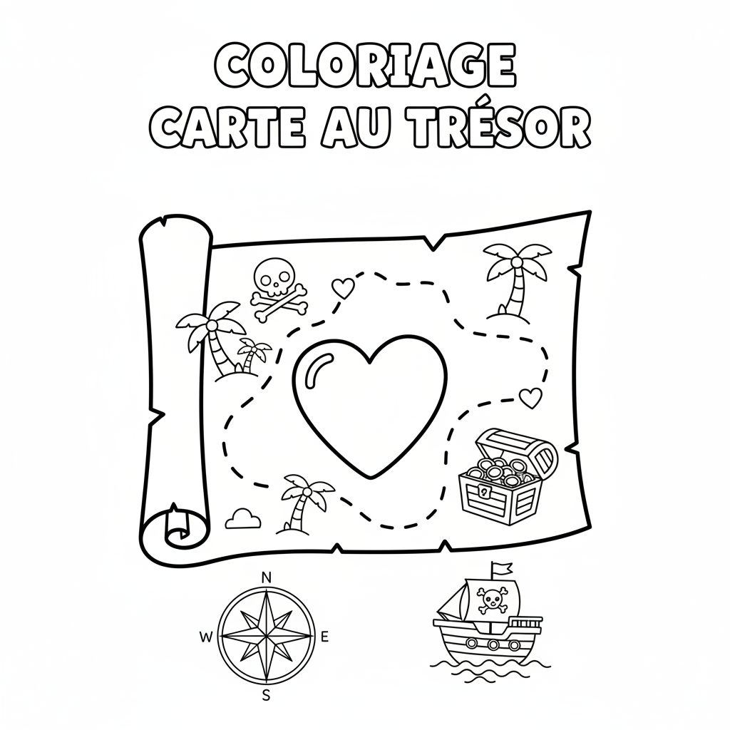 Coloriage coloriage carte au tresor