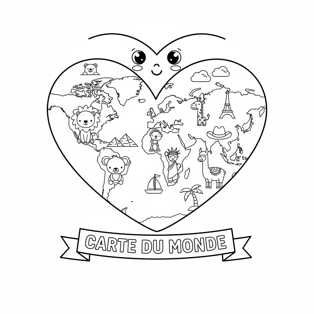 Coloriage coloriage carte du monde 4
