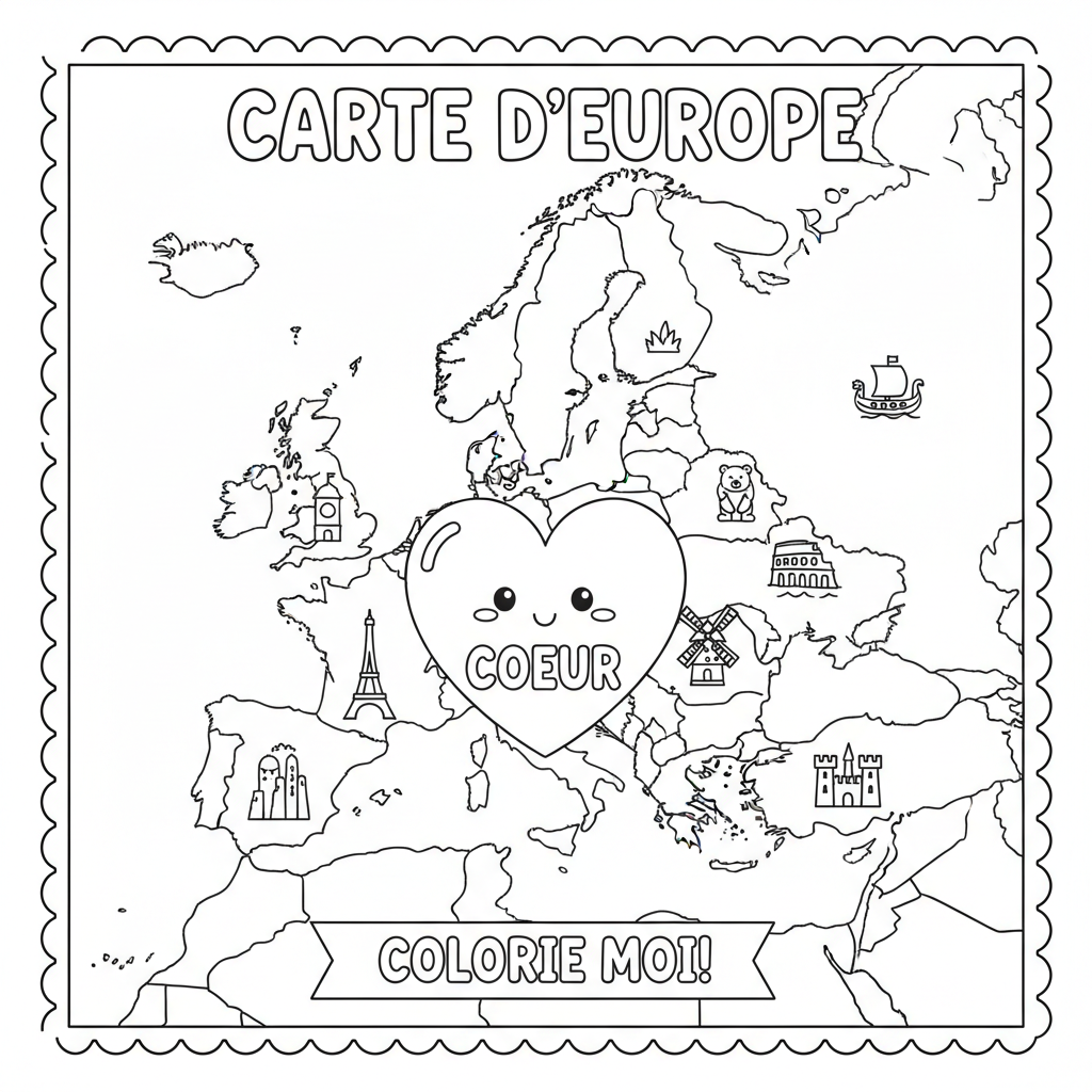 Coloriage coloriage carte europe 2