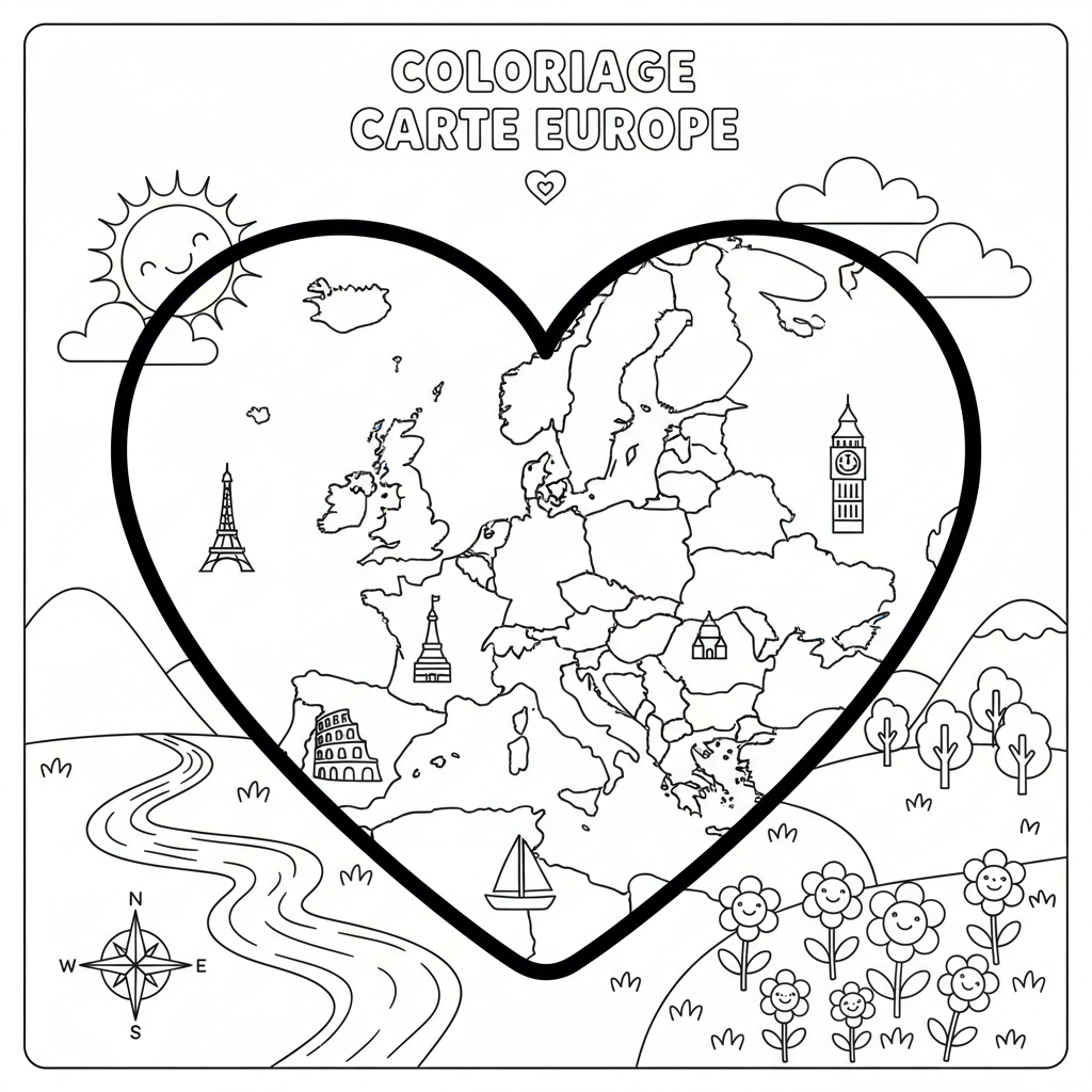 Coloriage coloriage carte europe 3