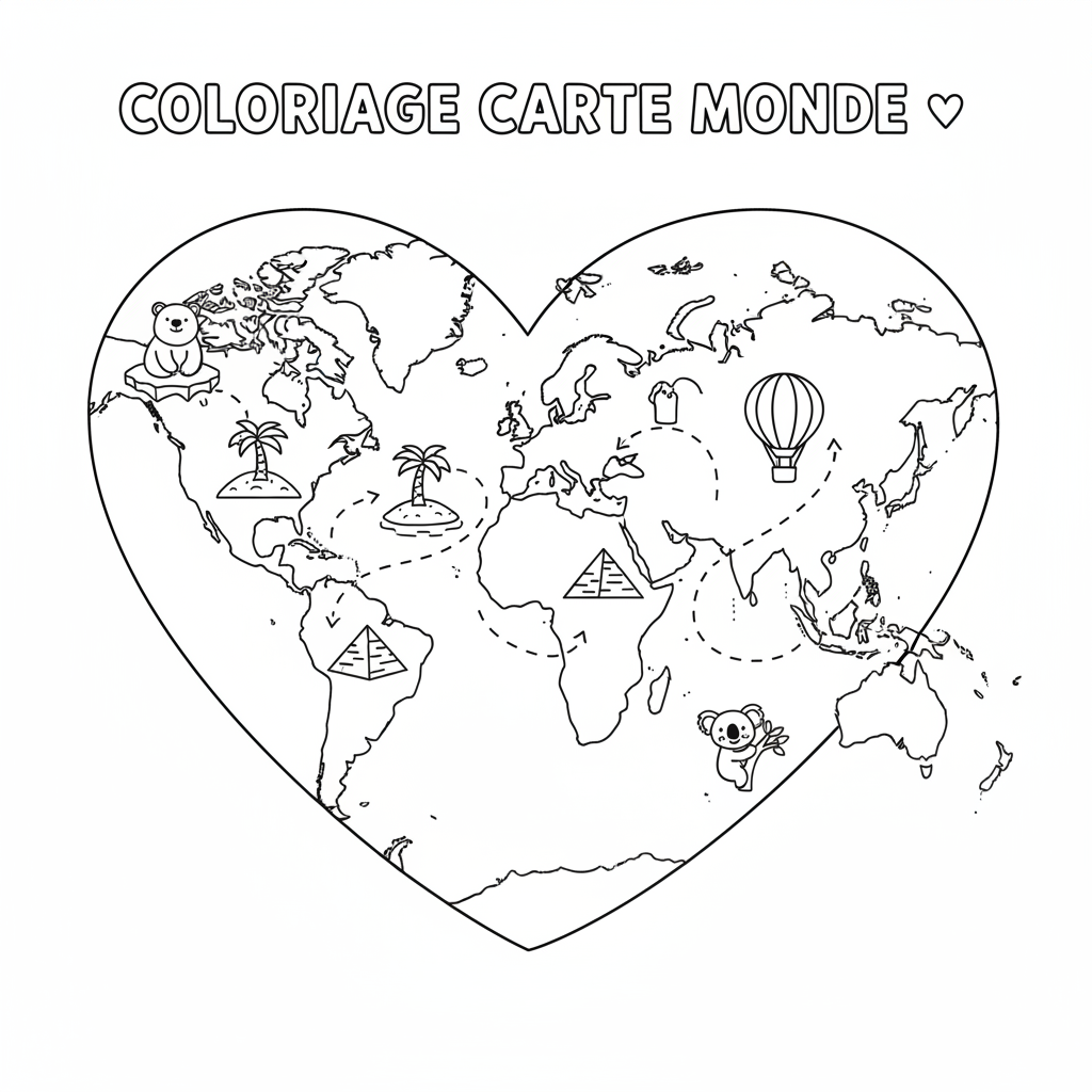 Coloriage coloriage carte monde 2
