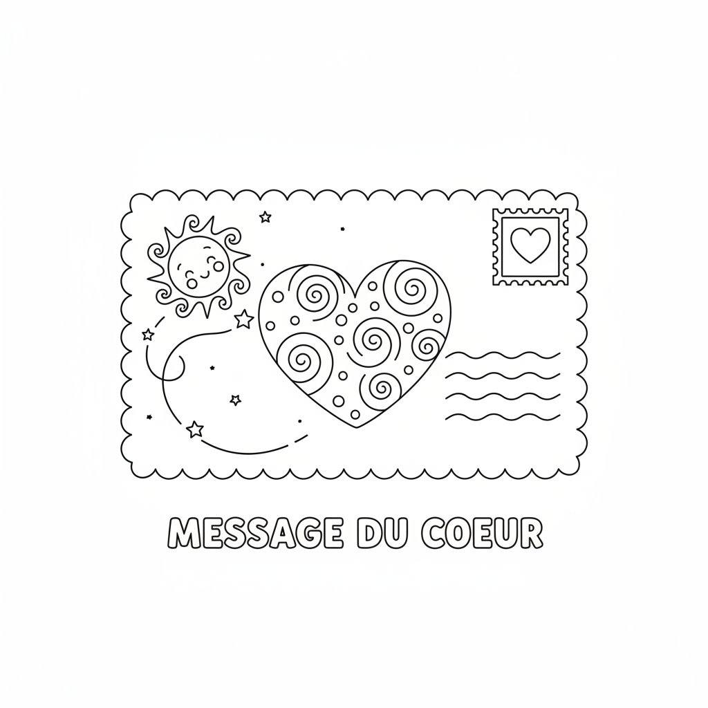 Coloriage Carte Postale Gratuit à Imprimer pour Enfants
