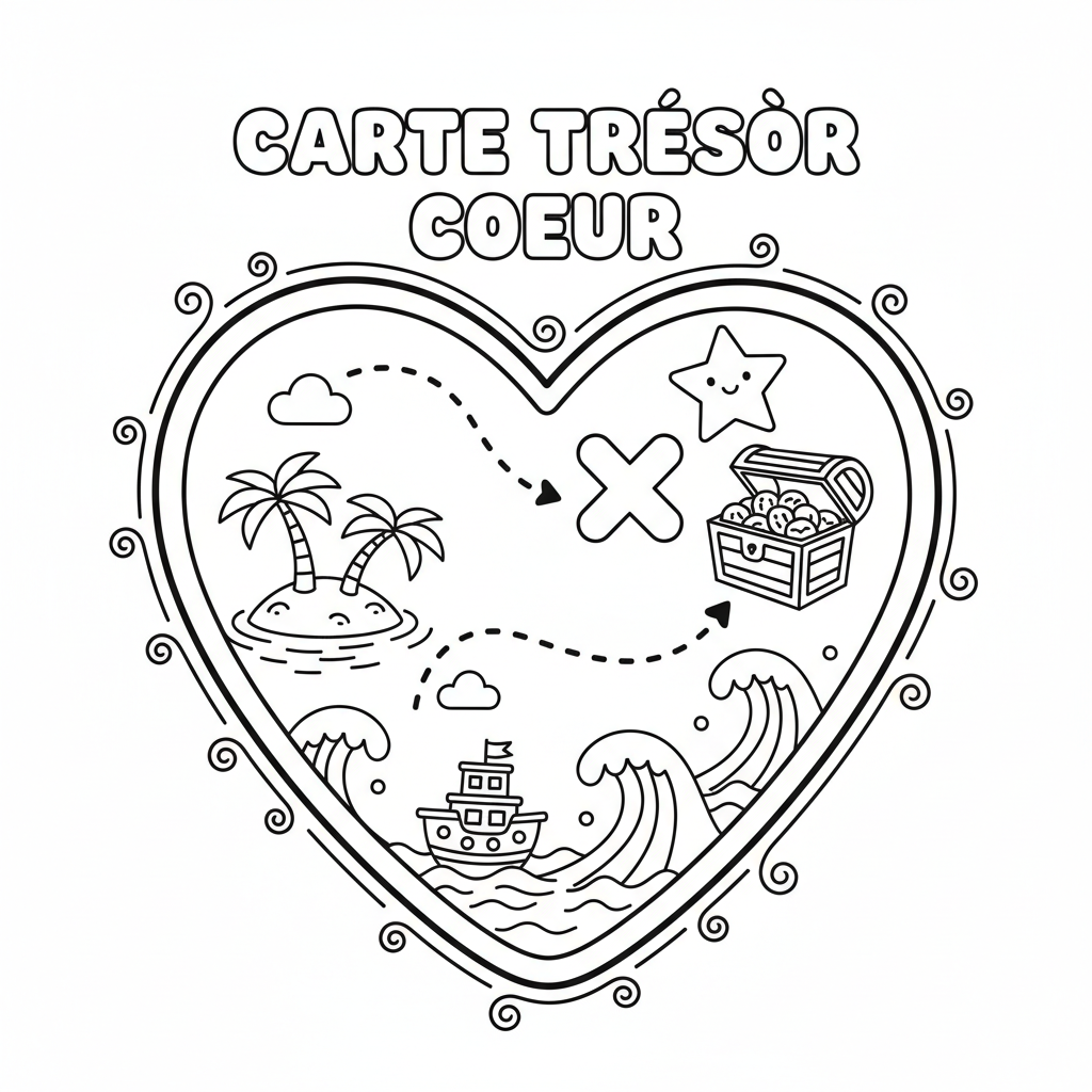 Coloriage Carte Tresor Gratuit à Imprimer pour Enfants