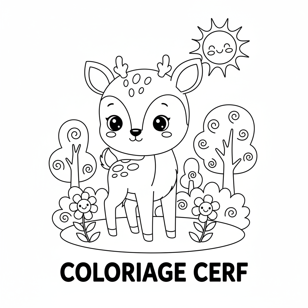 Coloriage Cerf Gratuit à Imprimer pour Enfants