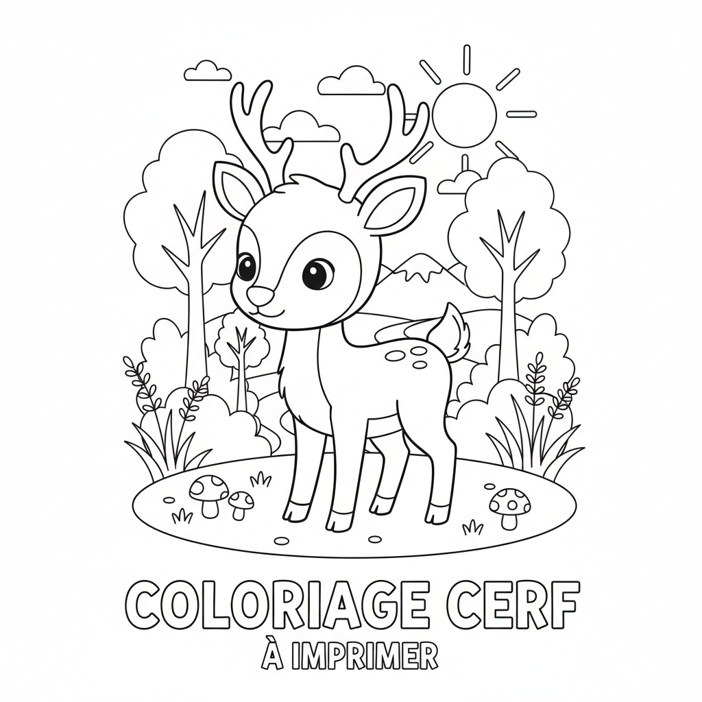 Coloriage coloriage cerf à imprimer 3