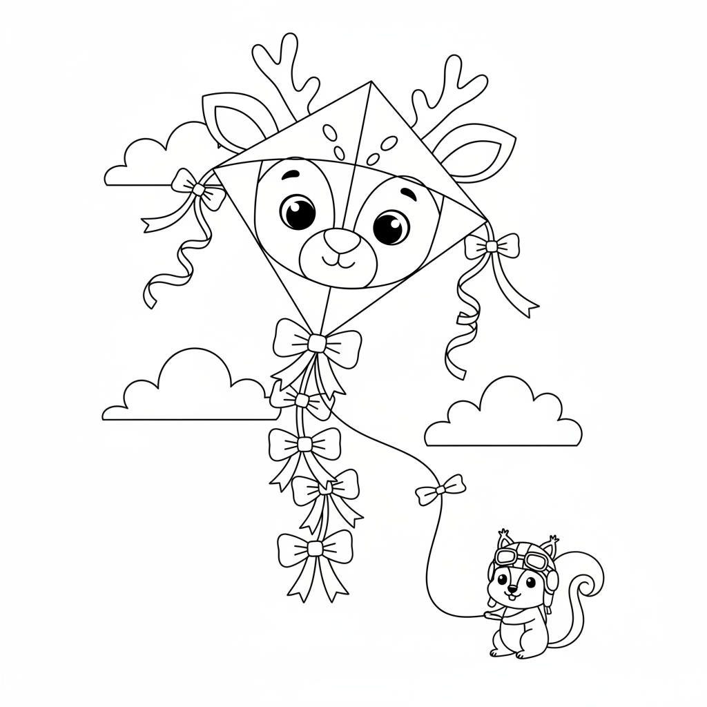 Coloriage Cerf Volant Gratuit à Imprimer pour Enfants