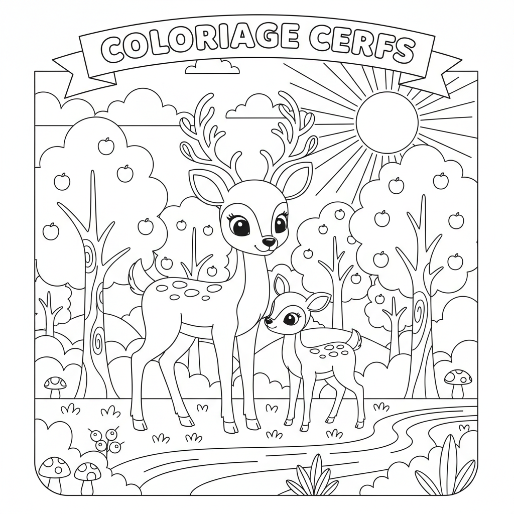 Coloriage coloriage cerfs 2
