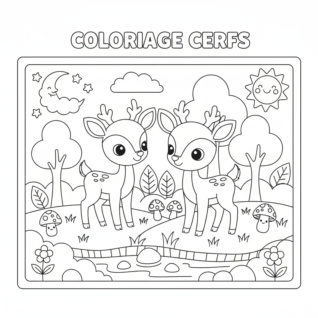 Coloriage coloriage cerfs 3