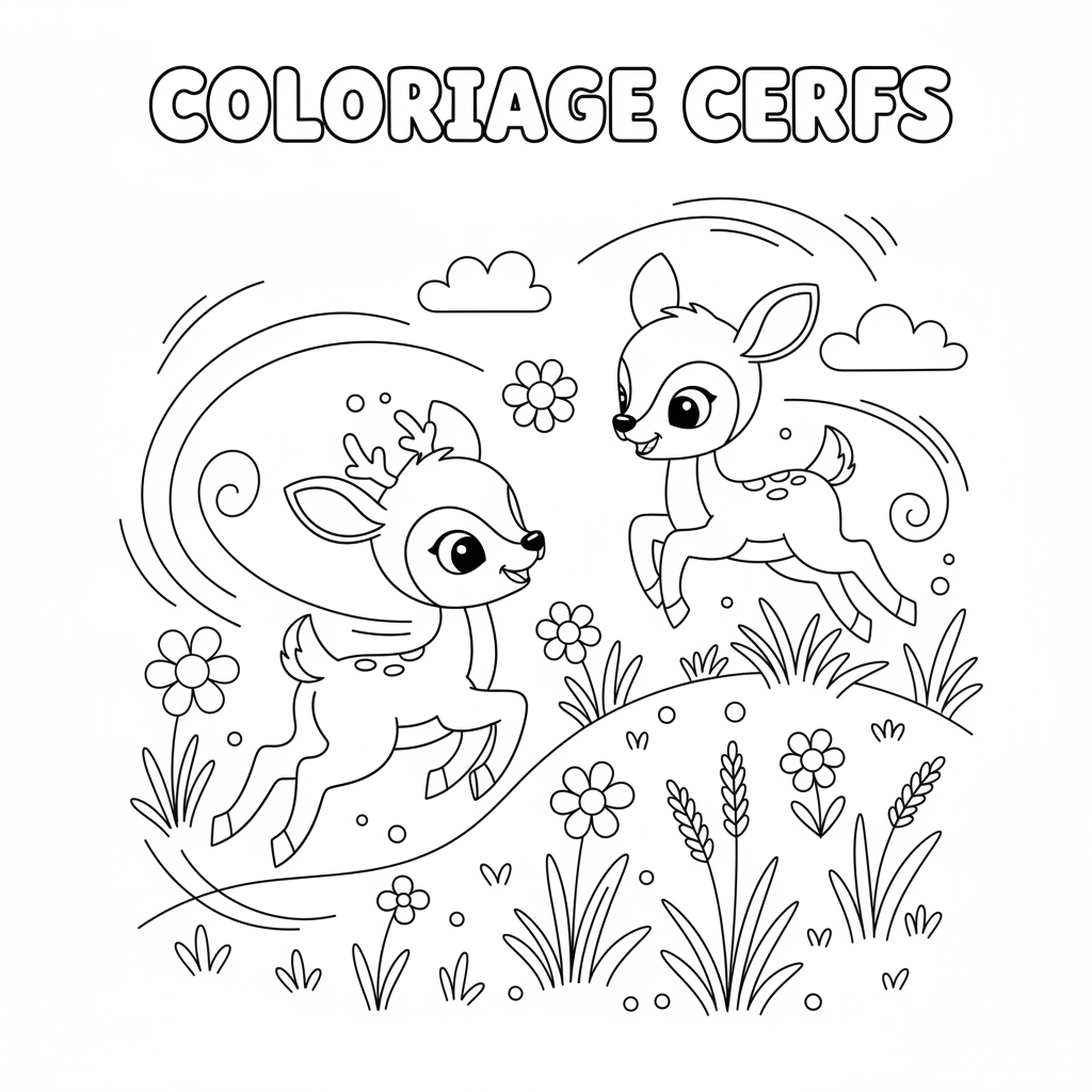 Coloriage coloriage cerfs 5