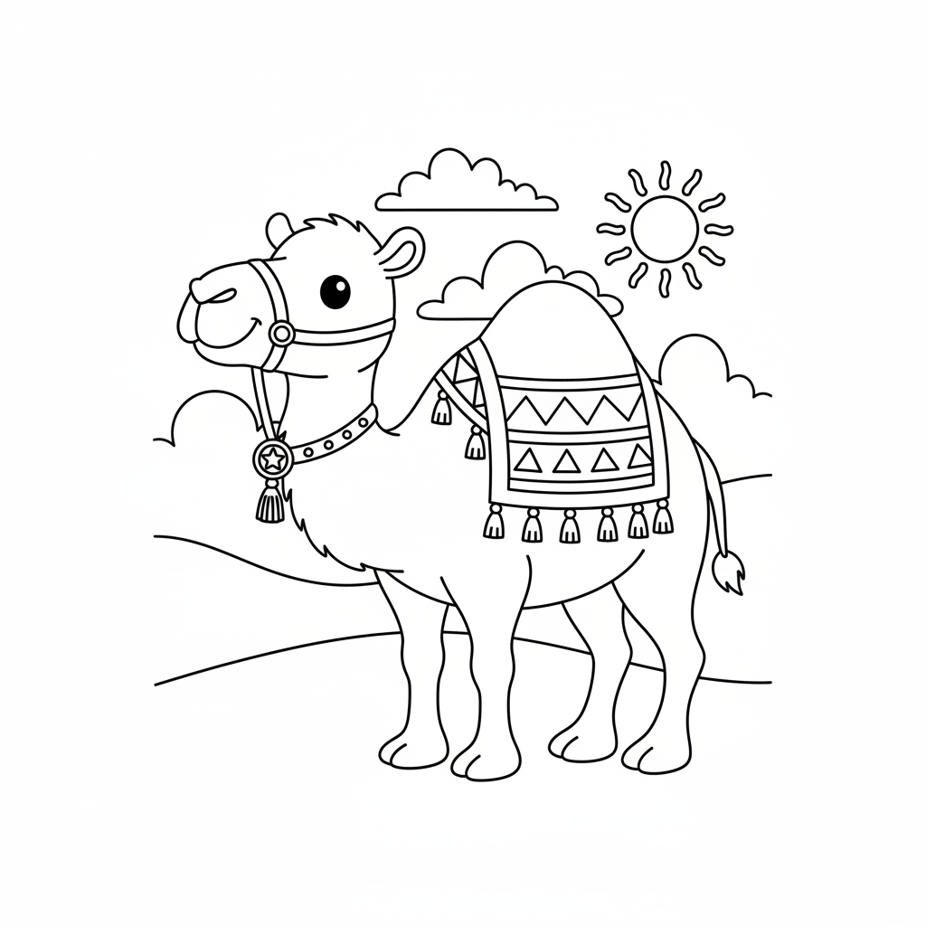 Coloriage Chameau Gratuit à Imprimer pour Enfants