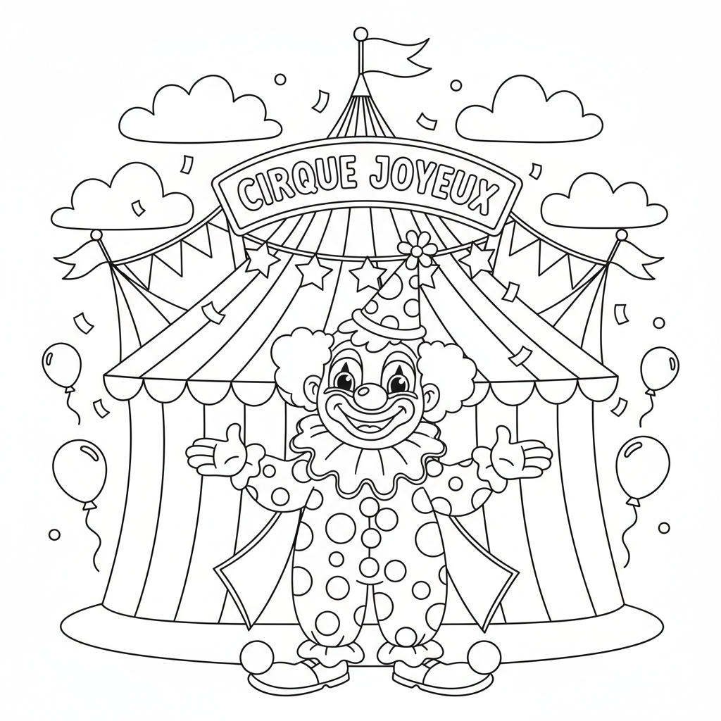 Coloriage Chapiteau Cirque à Imprimer pour Enfants