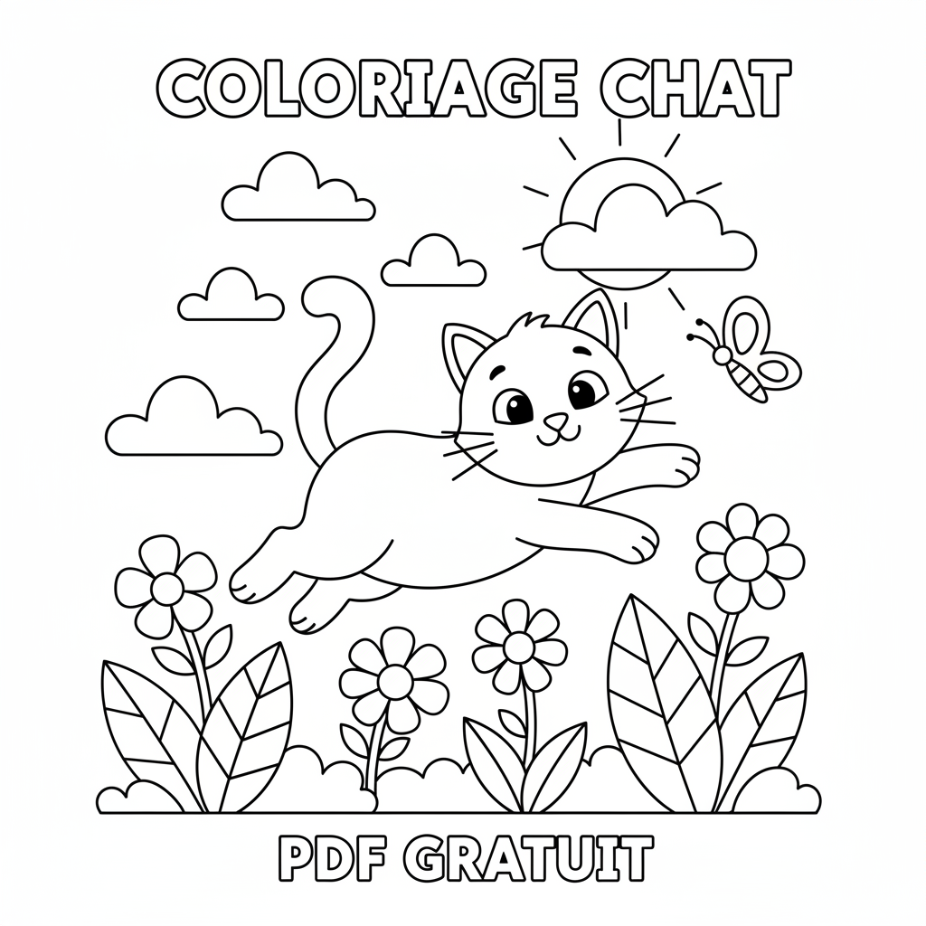 Coloriage coloriage chat à imprimer pdf gratuit 5