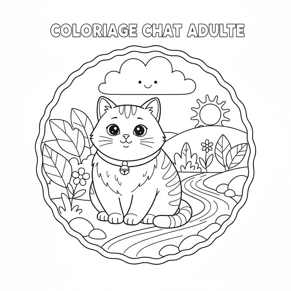 Coloriage coloriage chat adulte 3