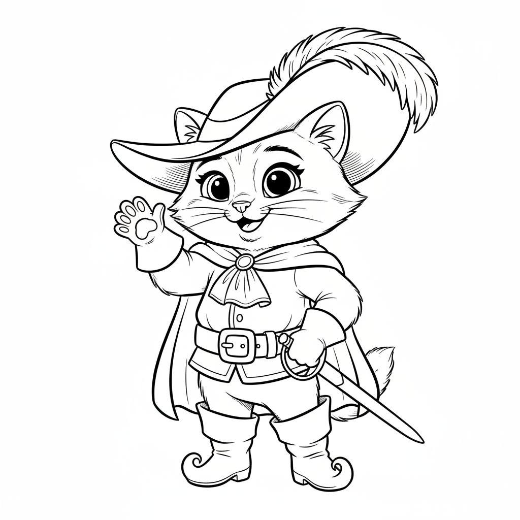 Coloriage coloriage chat botté 4