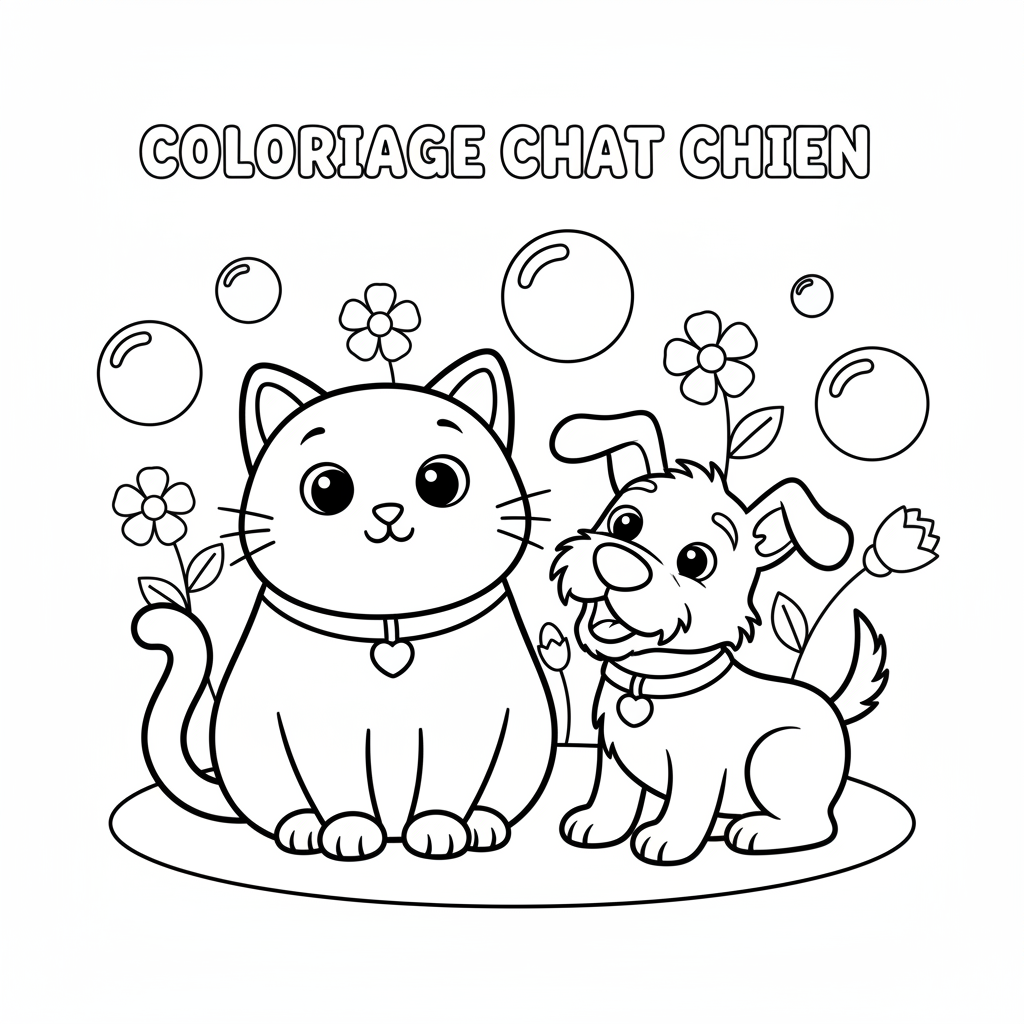 Coloriage Chat Chien Gratuit à Imprimer