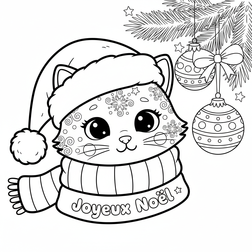 Coloriage coloriage chat de noel 4