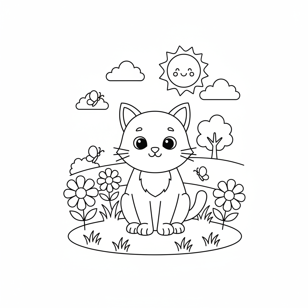 Coloriage coloriage chat facile 3