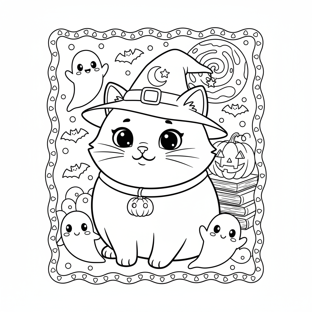 Coloriage coloriage chat halloween 4