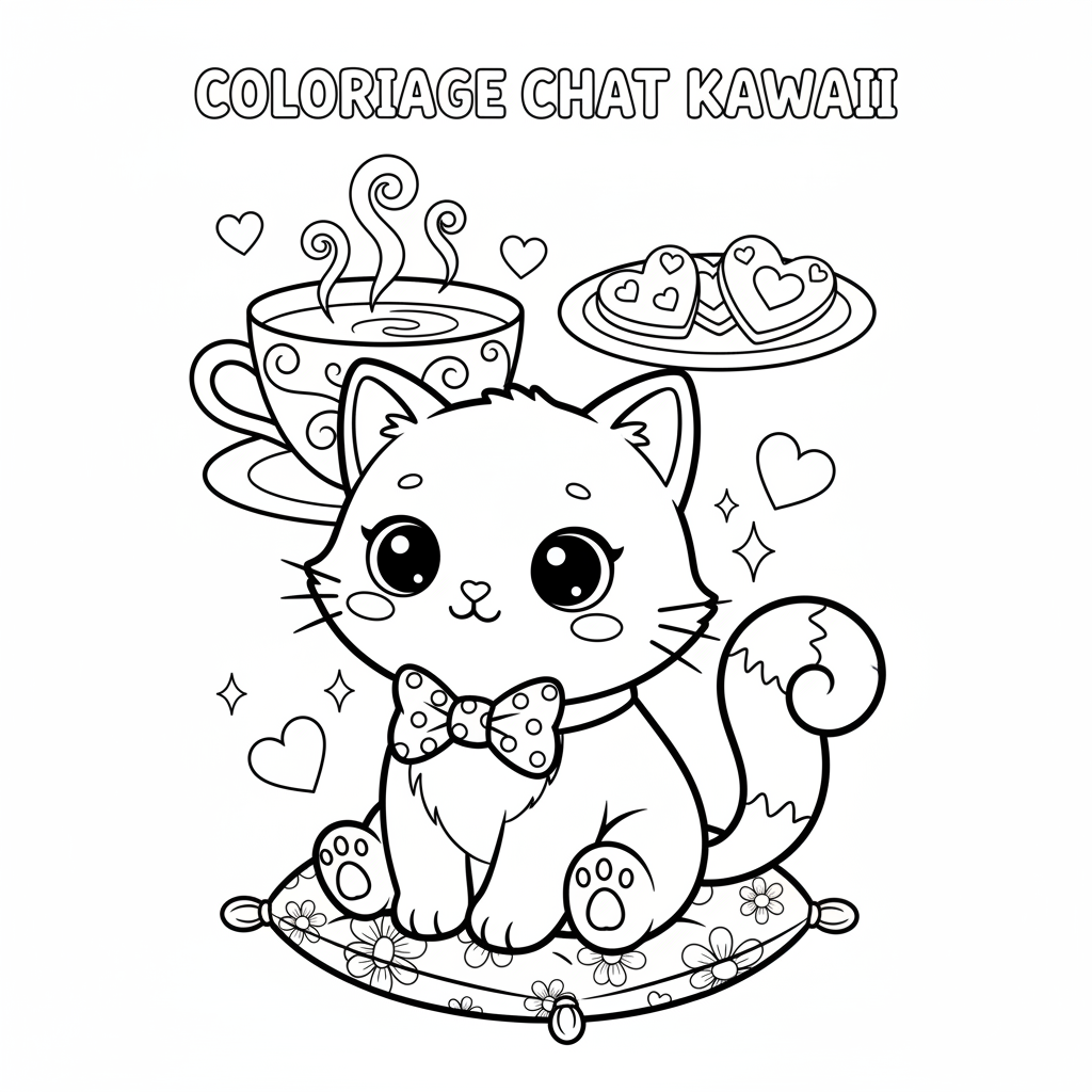 Coloriage coloriage chat kawaii à imprimer 2