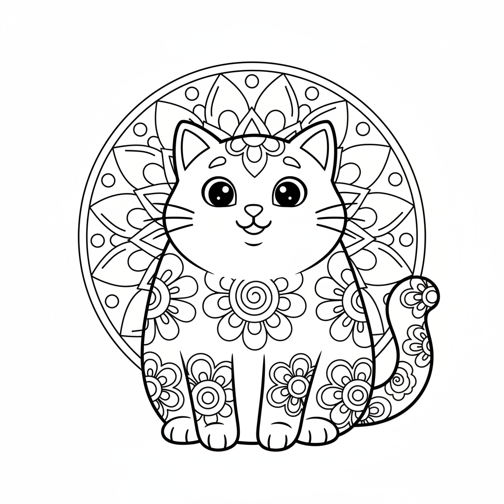 Coloriage coloriage chat mandala