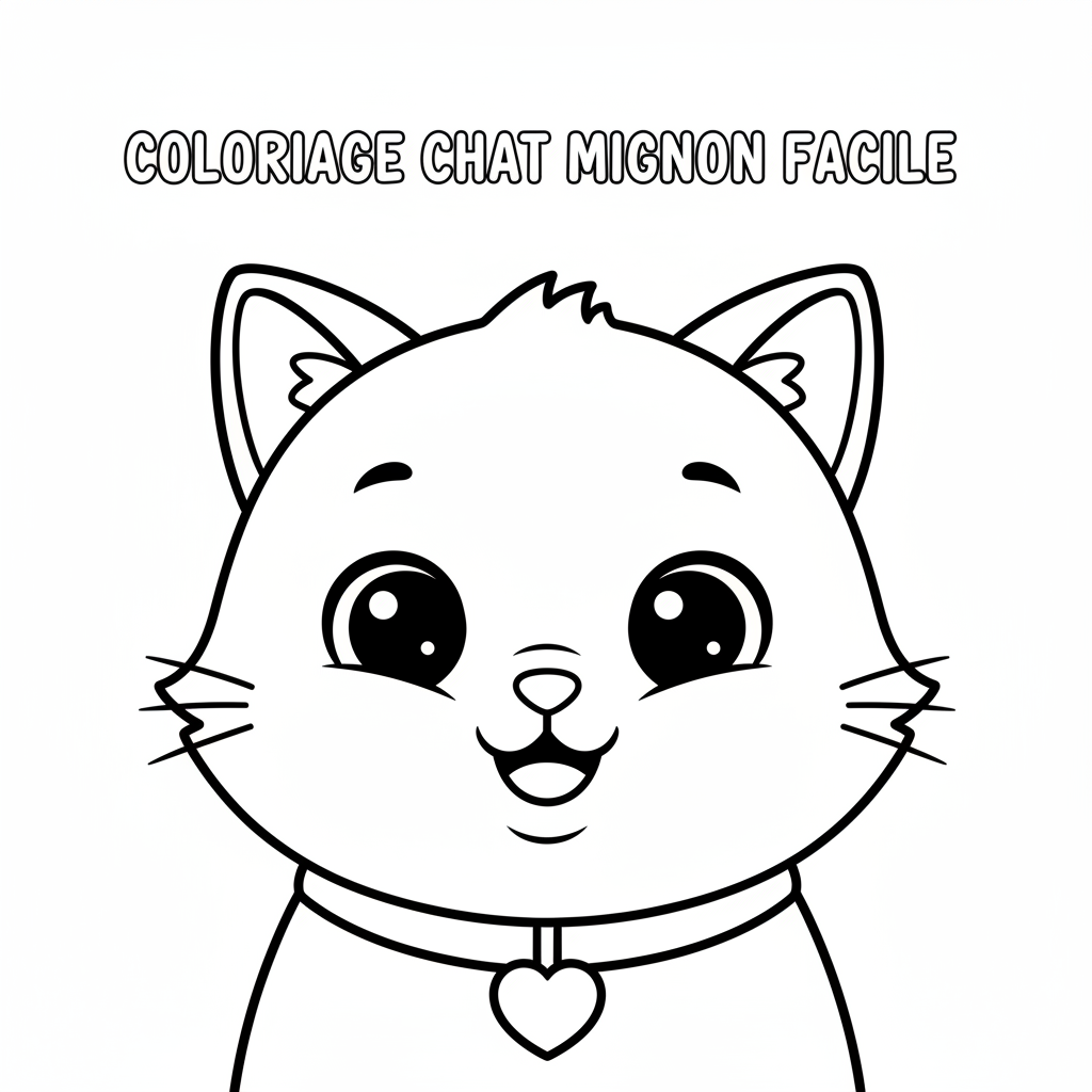 Coloriage coloriage chat mignon facile 4