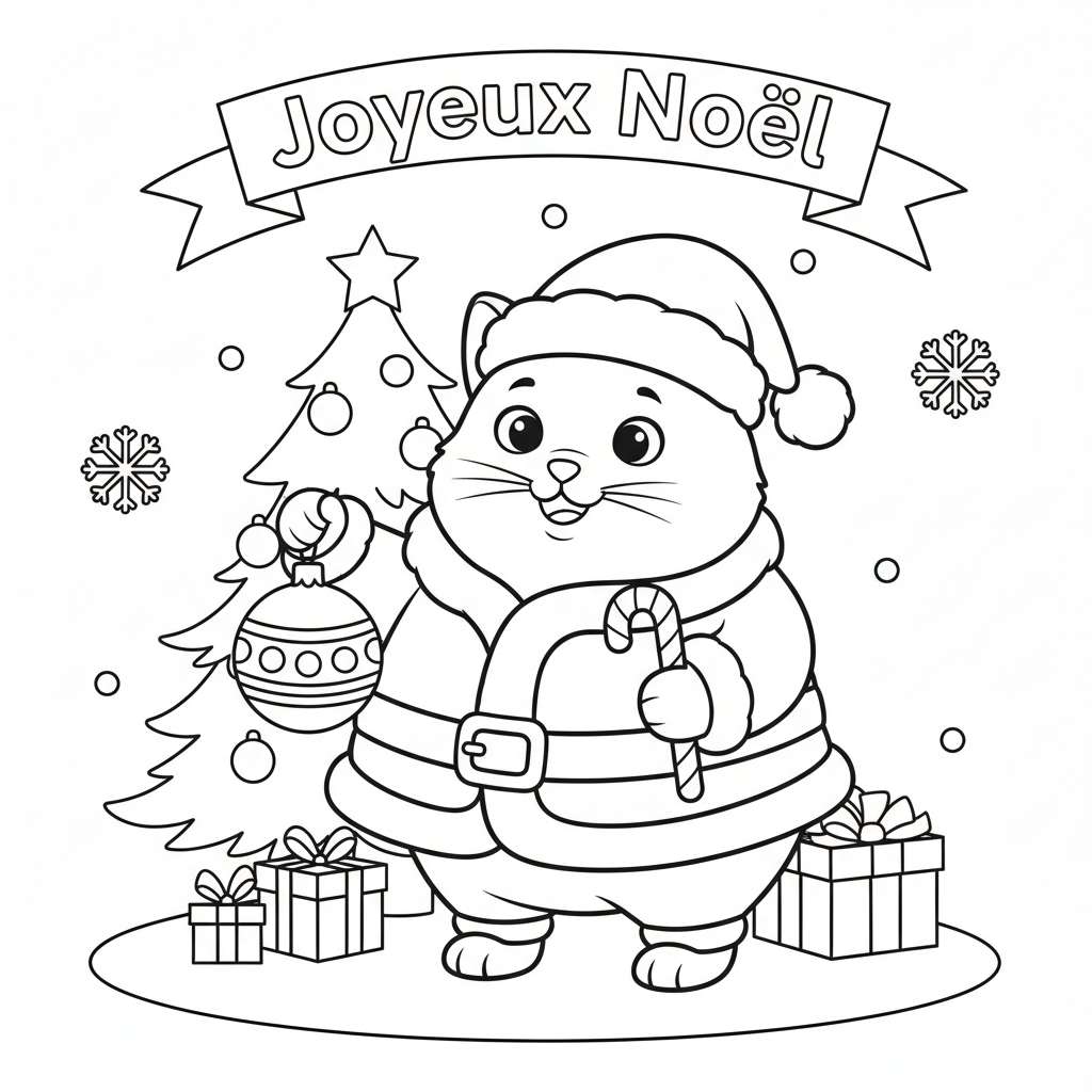 Coloriage coloriage chat noel 2