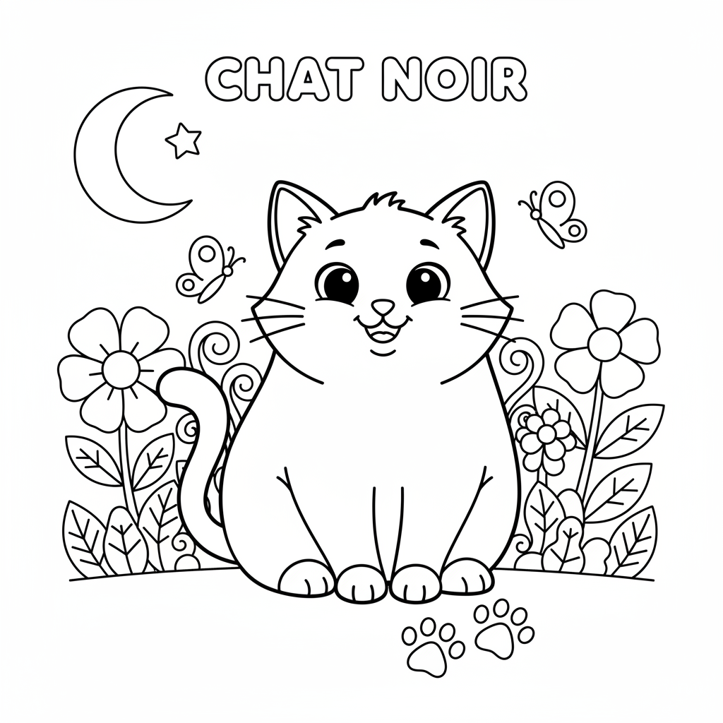 Coloriage Coloriage Chat Noir Gratuit à Imprimer