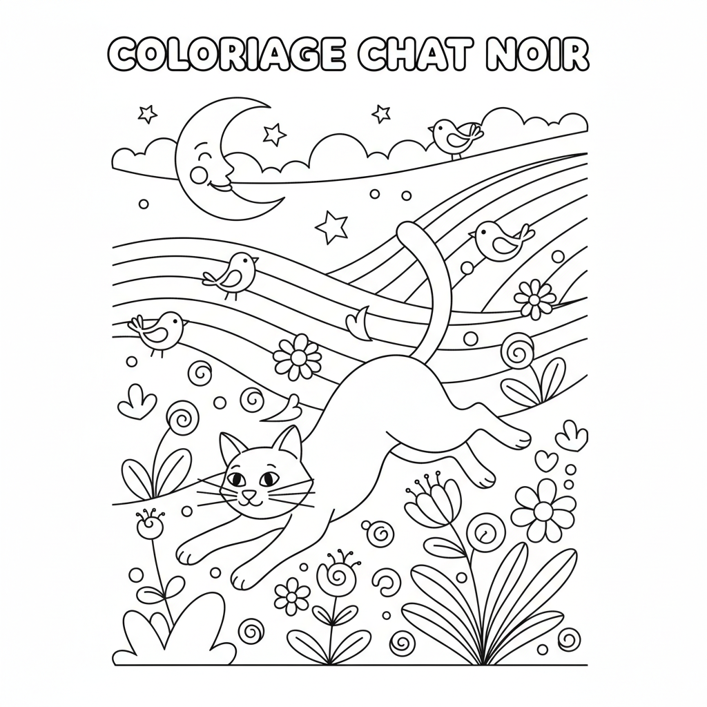 Coloriage coloriage chat noir 5