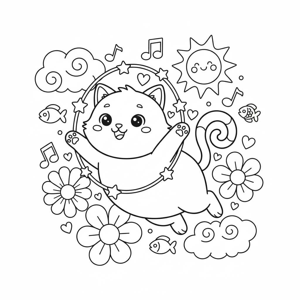 Coloriage coloriage chat trop mignon 5