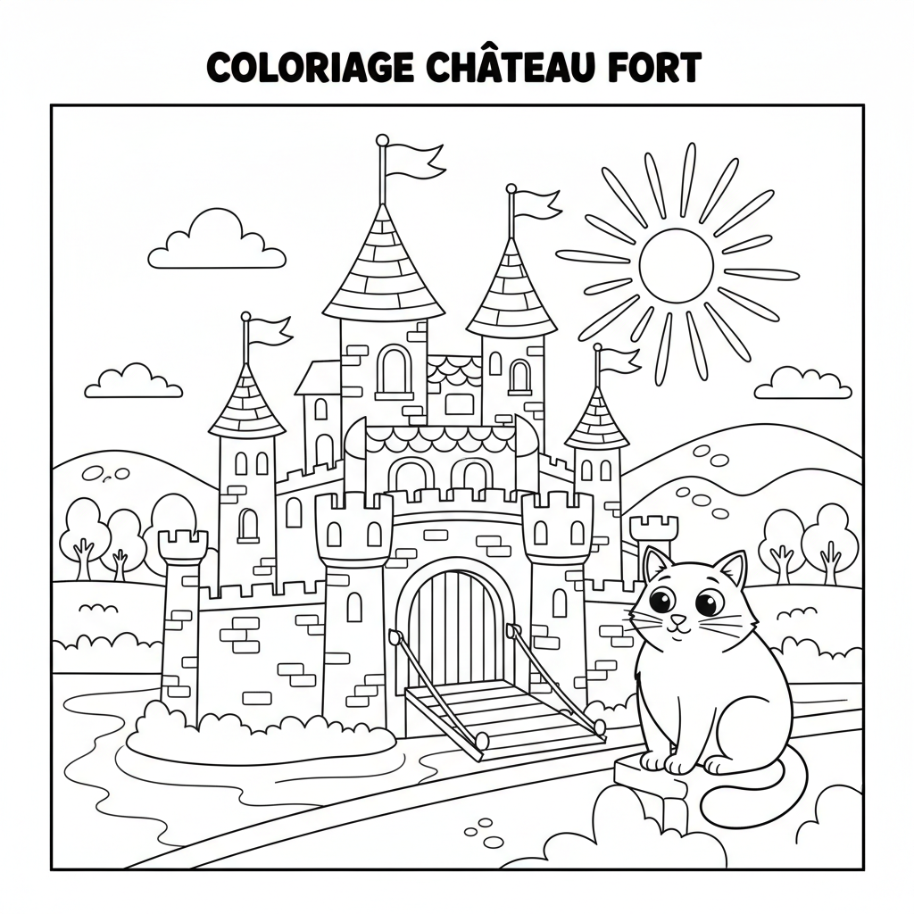 Coloriage coloriage chateau fort 2