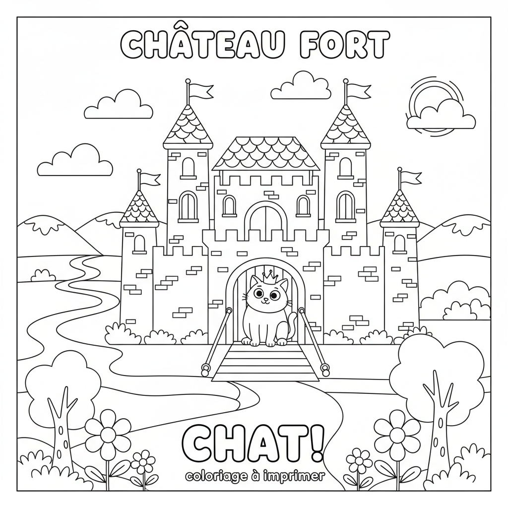 Coloriage coloriage chateau fort à imprimer 3