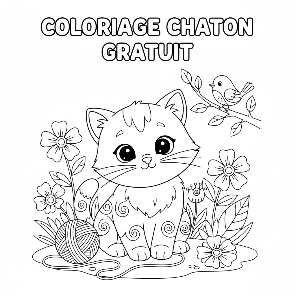 Coloriage coloriage chaton à imprimer gratuit 2