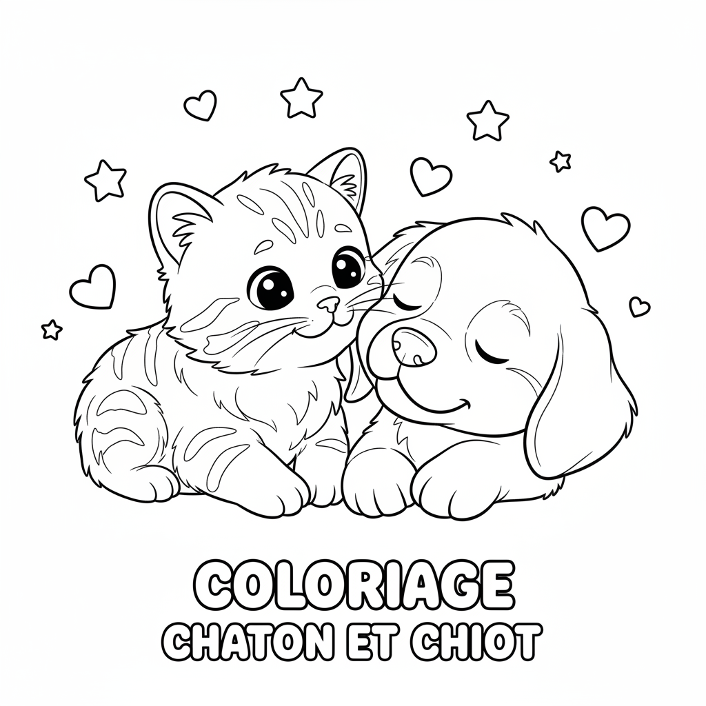 Coloriage coloriage chaton et chiot 4