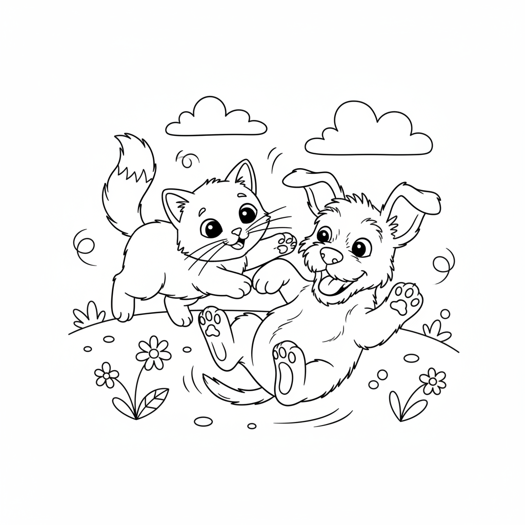 Coloriage coloriage chaton et chiot 5